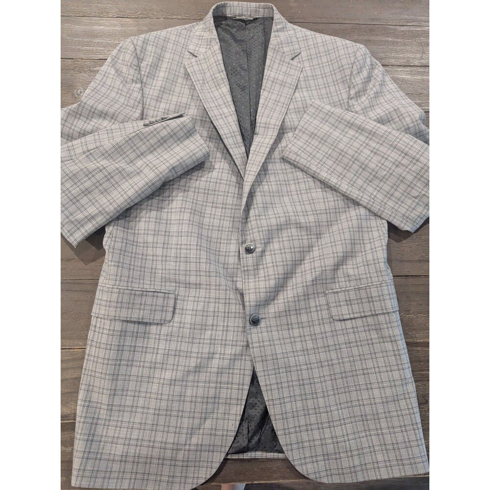 Jack Victor Sport Coat Long Tartan Plaid Gray Exclusive Blazer READ